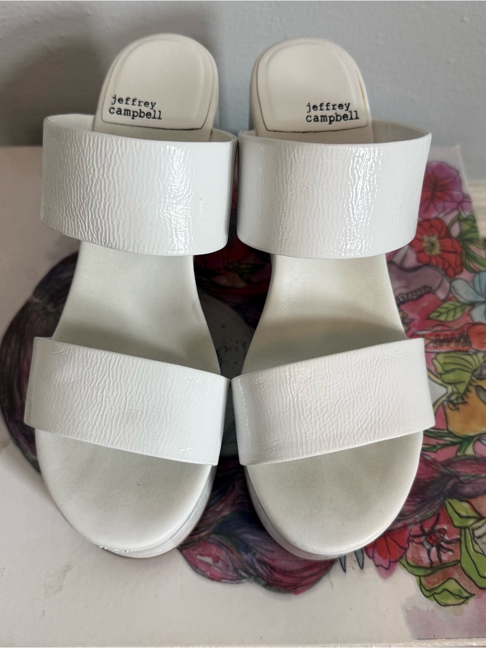 Jeffrey Campbell White Double-Band Platform Sandals - Picture 2 of 6